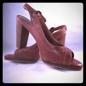 Seychelles Leather Open Toe Heel Sandals 7.5